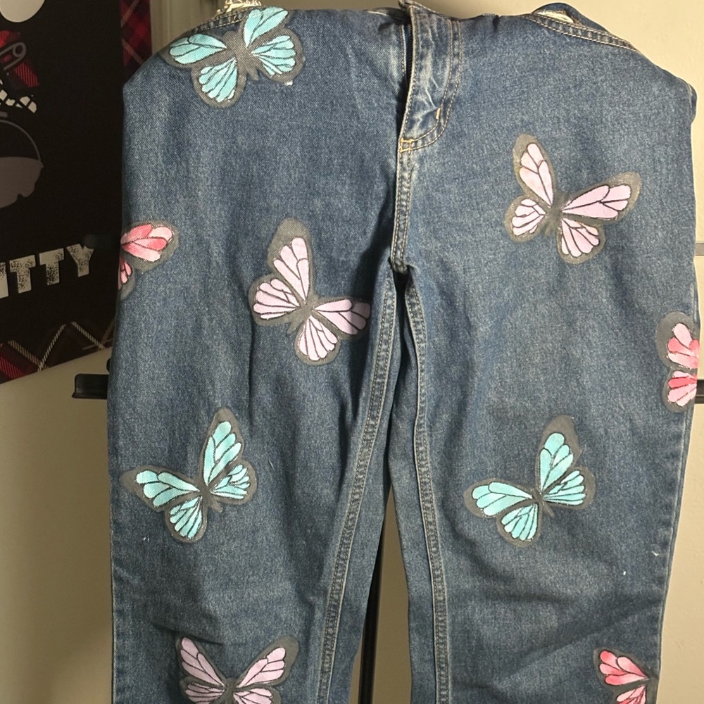 Colorful Butterfly Long Jeans